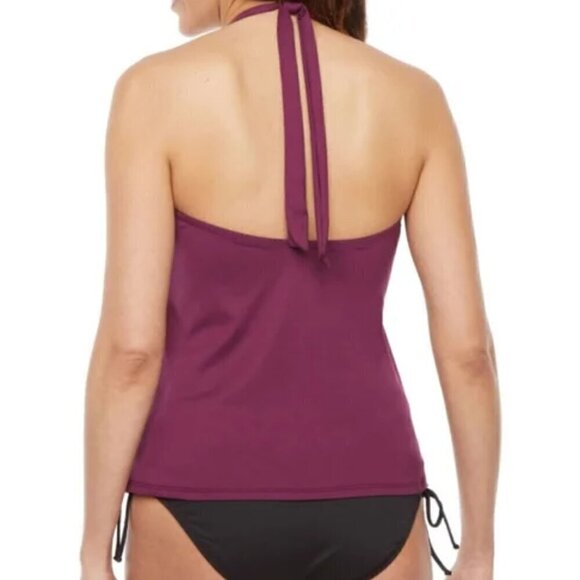 Liz Claiborne Plus Halter Tankini Swimsuit Plum Size 16W NWT - Picture 2 of 6